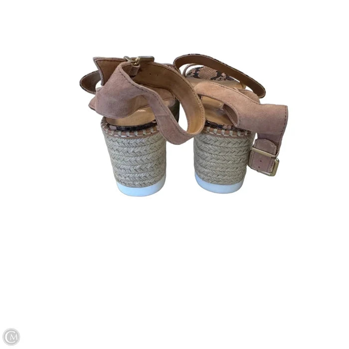 Sandals Heels Platform By Crown Vintage In Snakeskin Print, Size: 9