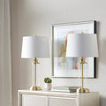 [Set of 2] Clear Glass Base Table Lamp Desk Lamp, Gold