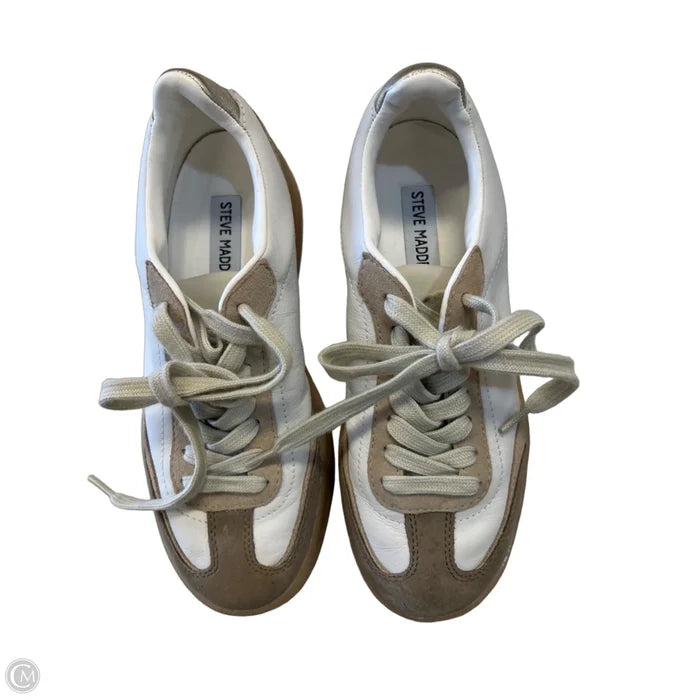 Shoes Sneakers By Steve Madden In Tan & White, Size: 6.5