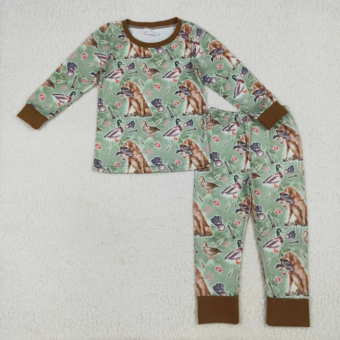 Sibling Baby Boys Southern Camo Ducks Dogs Deer Top Pants Hunting Pajamas Clothes Sets
