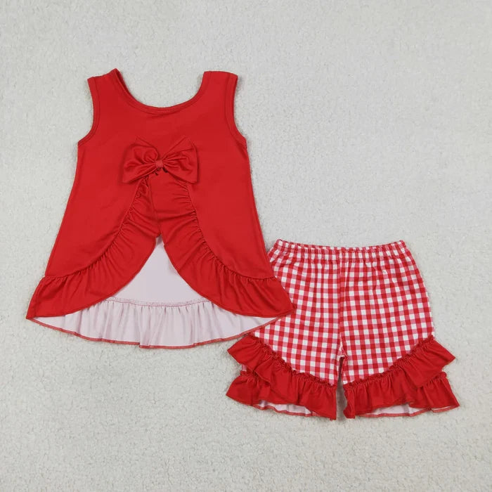 Sibling Baby Girls Sleeveless Chicken Chip Tunic Ruffle Short Clothes Sets