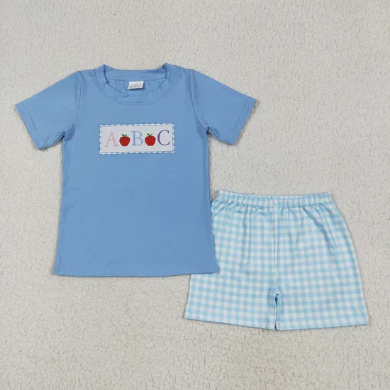 Sibling Embroidery Baby Boys Top Shorts Back To School Clothes Sets