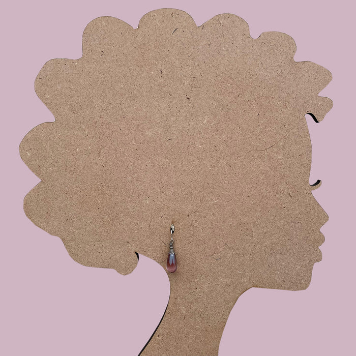 Silver Brights 60-inch light amethyst glass earrings from Owen Glass Collection featuring long, elegant purple glass dangles