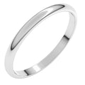 Sterling Silver 2 mm Lightweight Half Round Band Size 7