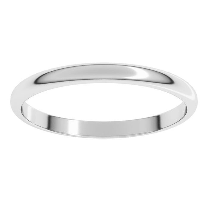 Sterling Silver 2 mm Lightweight Half Round Band Size 7