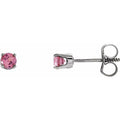 Sterling Silver Imitation Pink Tourmaline Youth Earrings