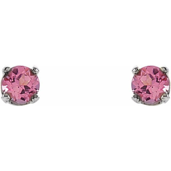 Sterling Silver Imitation Pink Tourmaline Youth Earrings
