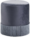 Teddy Grey Velvet Ottoman/Stool