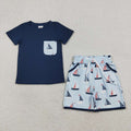 Toddler & Little Boys Matching Sailboat Outfits, Sibling Matching Set for Brothers, Summer Beach Wear