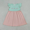 Toddler & Little Girls Mint Pink Bow Flutter Sleeve Dress & Romper Set for Sisters