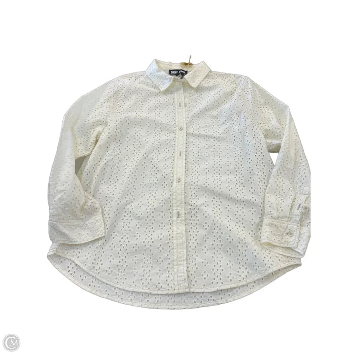 Top Long Sleeve By Dkny In Cream, Size: L