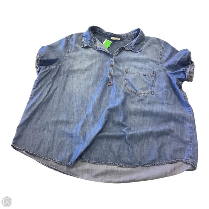Top Short Sleeve By Ana In Blue Denim, Size: 1x