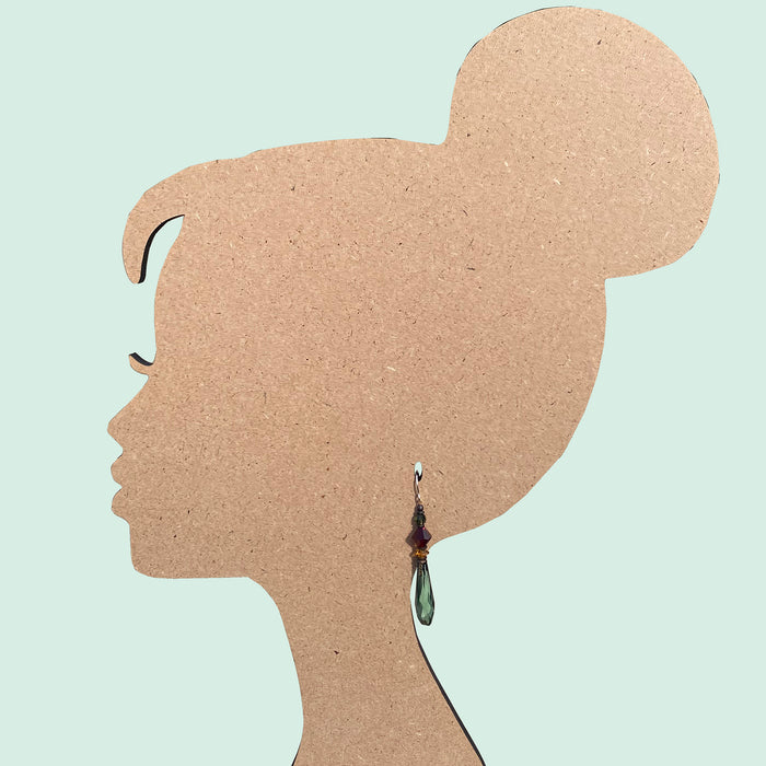 Owen Glass Collection green tourmaline prism earrings featuring vibrant, faceted gemstone drops with gold-tone settings.