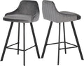 Viviene Grey Velvet Stool