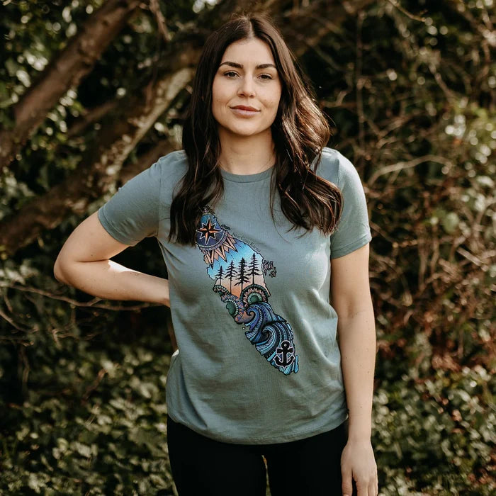 West Coast Karma - Vancouver Island Colourful Relaxed Tee Womans