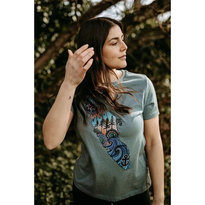 West Coast Karma - Vancouver Island Colourful Relaxed Tee Womans