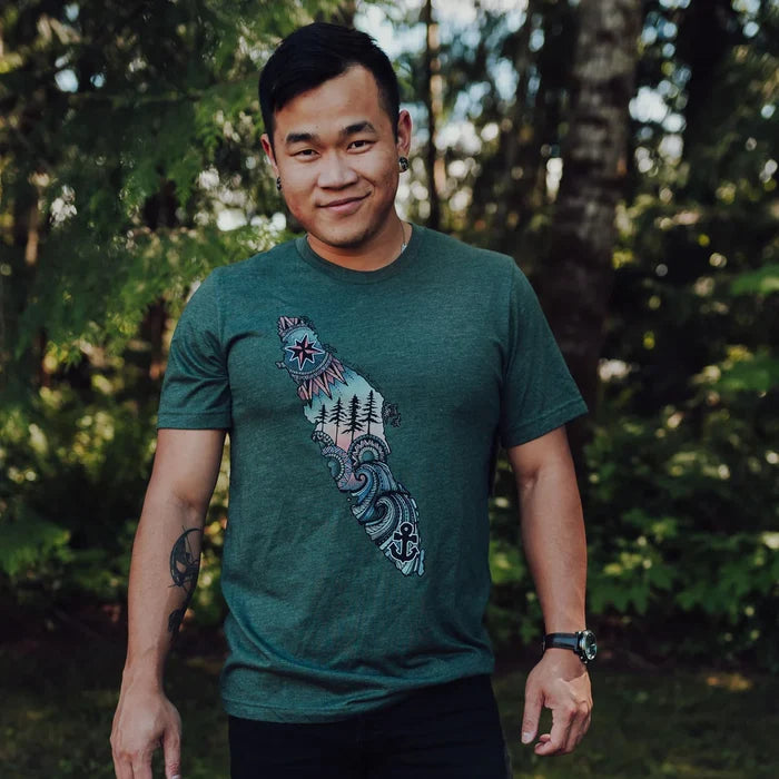 West Coast Karma- Colourful Vancouver Island Mens Tee