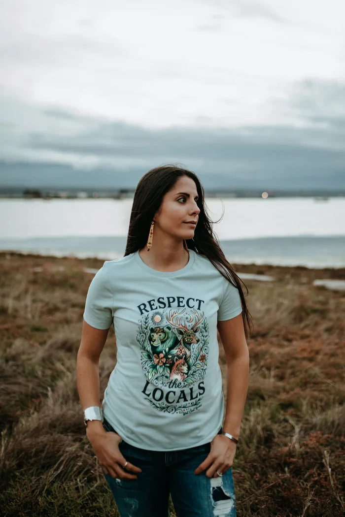 West Coast Karma- Forest Locals Ladies Relaxed Tee Athletic Grey