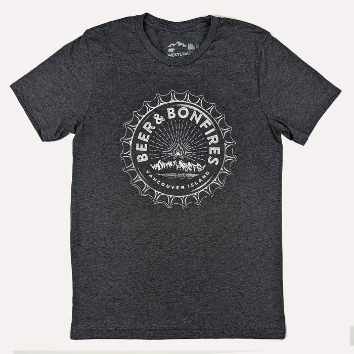 Westcoastees - Adult Unisex Beer and Bonfires Vancouver Island T-shirt