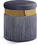 Yasmine Grey Velvet Ottoman/Stool