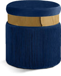 Yasmine Navy Velvet Ottoman/Stool