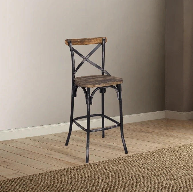 Zaire Antique Black & Antique Oak Bar Chair (1Pc)